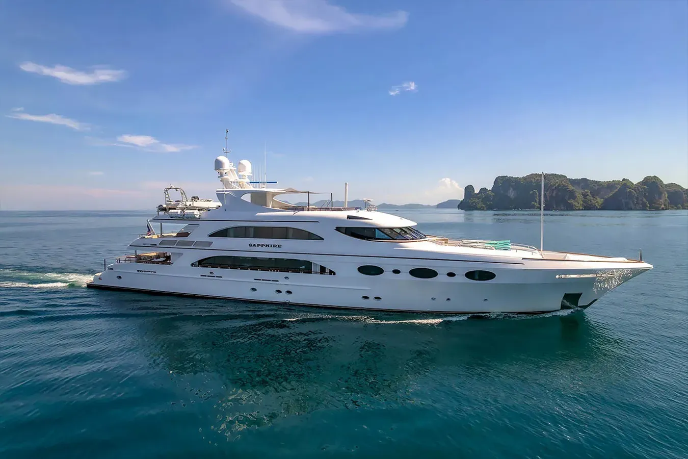 Sweet Caroline II yacht, a 165 ft Trinity luxury superyacht underway, 50.5 meters, built in 2009, 2021.