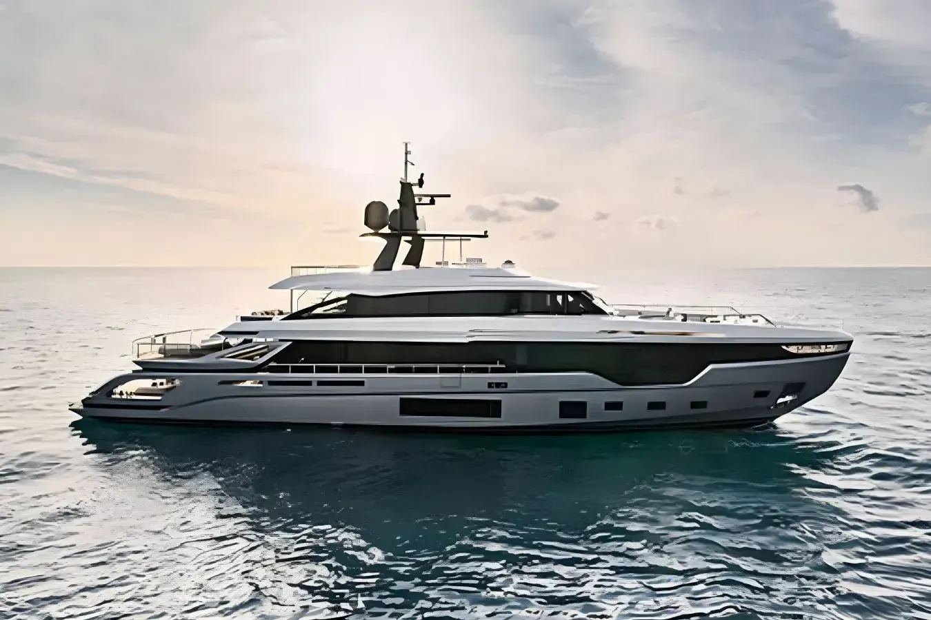 Tamanya yacht, a 125 ft Azimut luxury superyacht underway, 38.22 meters, built in 2023.