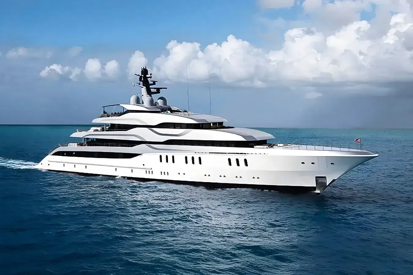 Tango yacht, a 254 ft Feadship luxury superyacht underway, 77.7 meters, built in 2011.