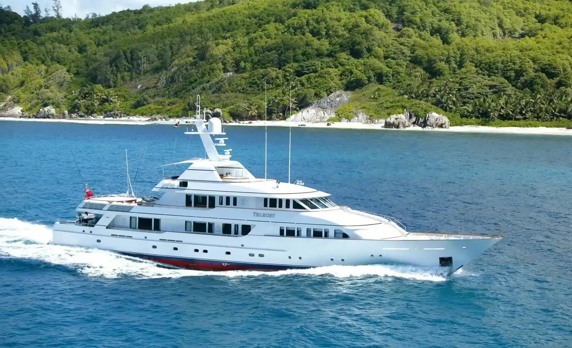 Teleost yacht, a 161 ft Feadship luxury superyacht underway, 49.07 meters, built in 1998, 2023.