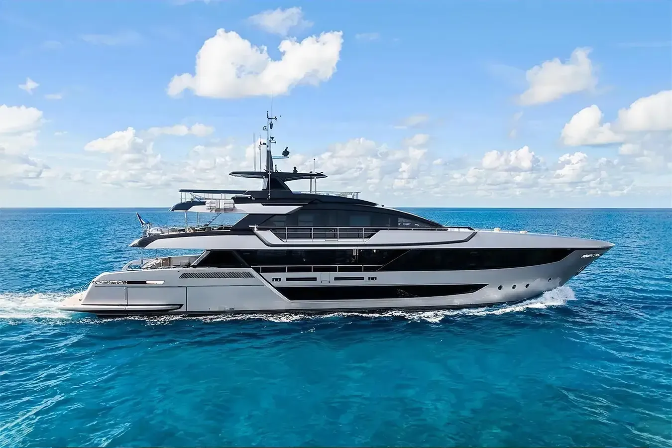 Tenacious yacht, a 131 ft Riva luxury superyacht underway, 40.08 meters, built in 2024.