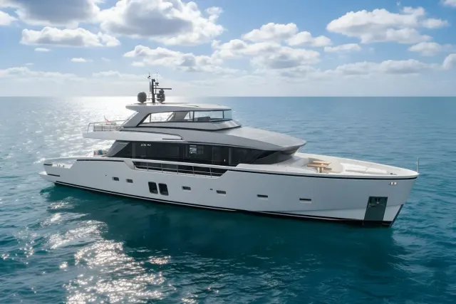 Tesa yacht, a 87 ft Sanlorenzo luxury superyacht underway, 26.7 meters, built in 2023.