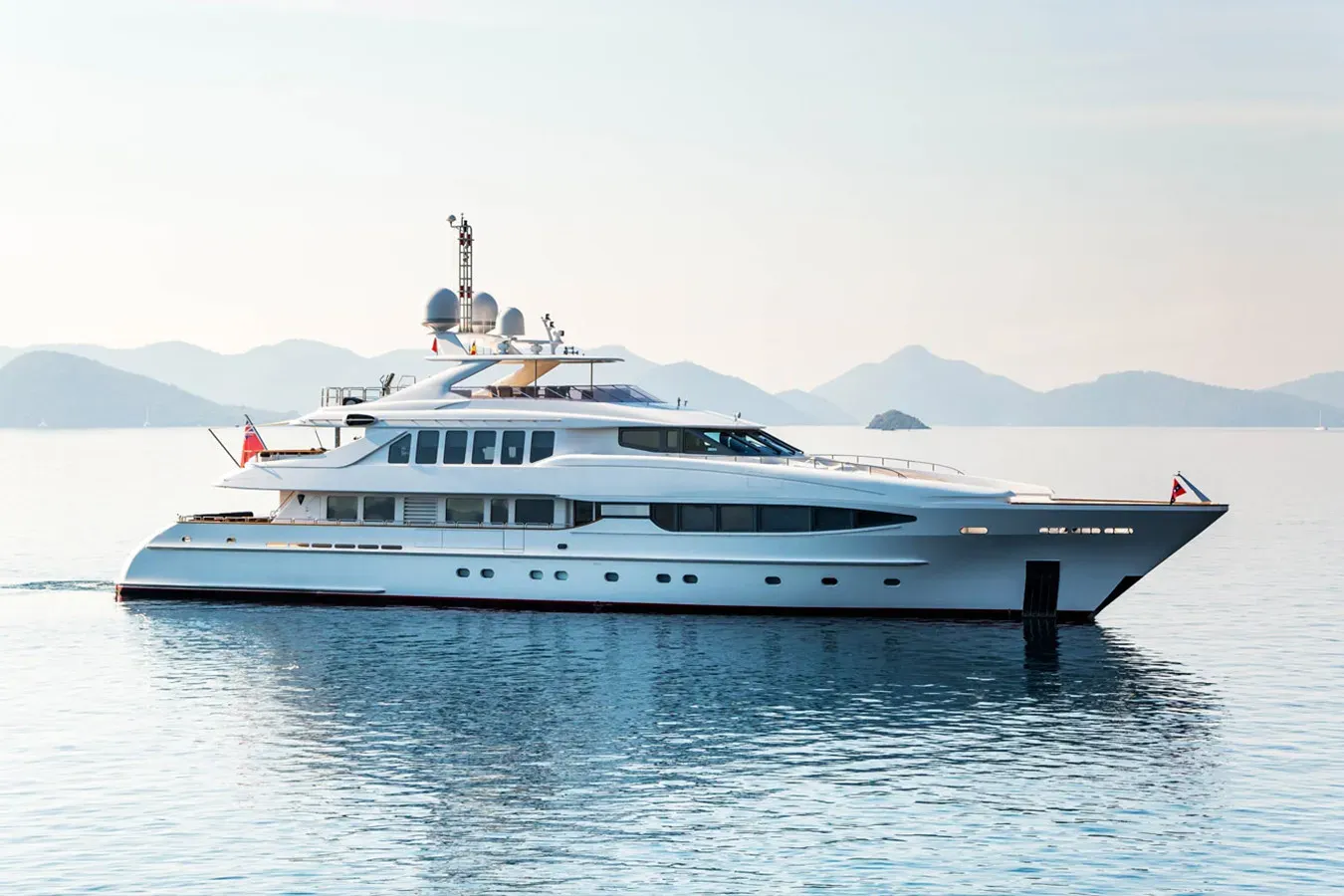 The Lady K yacht, a 143 ft Heesen luxury superyacht underway, 43.6 meters, built in 2005, 2015.