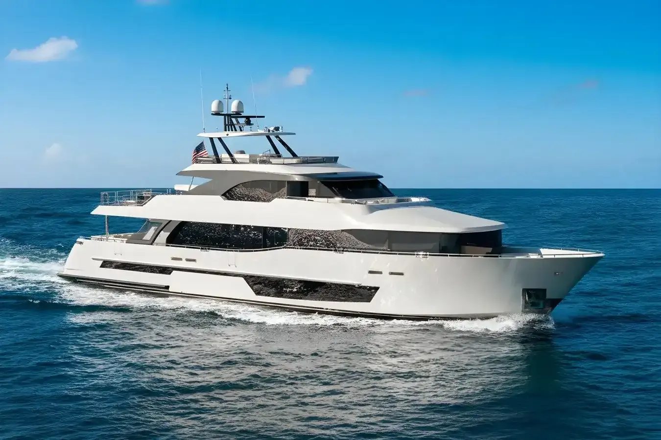 Tintin yacht, a 116 ft Ocean Alexander luxury superyacht underway, 35.5 meters, built in 2022.