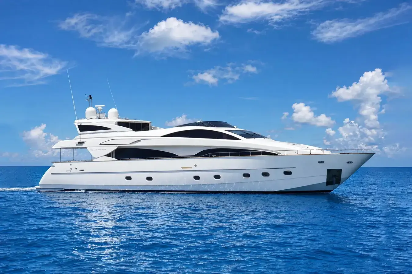 Tiramisu yacht, a 116 ft Riva luxury superyacht underway, 35.5 meters, built in 2011.
