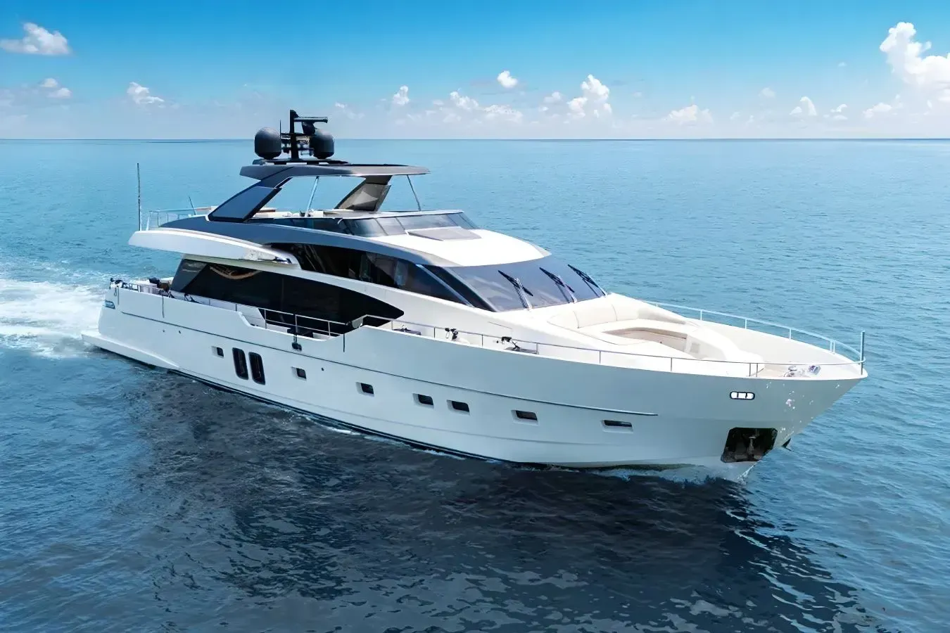 TNT Leisure yacht, a 87 ft Sanlorenzo luxury superyacht underway, 26.67 meters, built in 2019.
