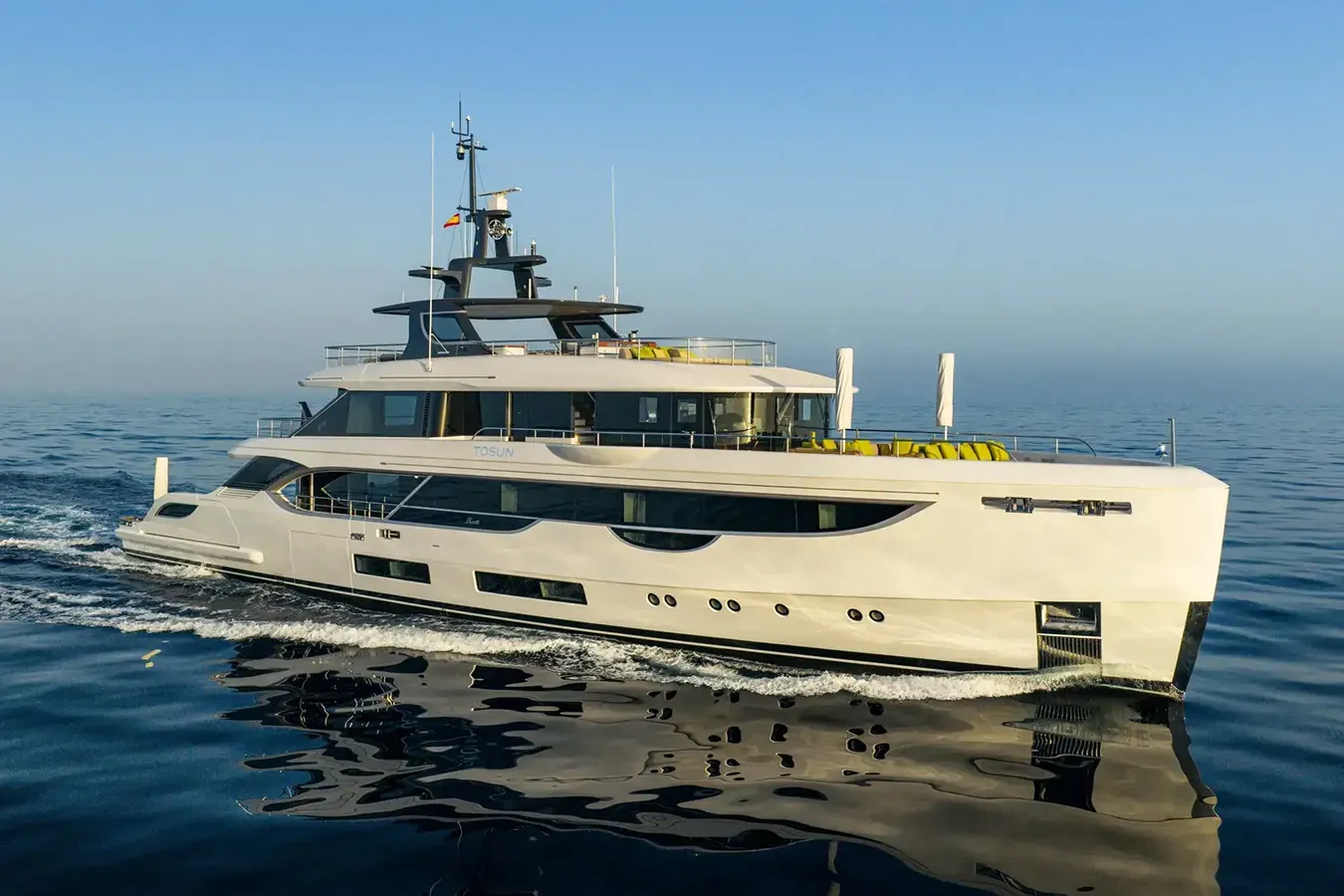 Tosun yacht, a 133 ft Benetti luxury superyacht underway, 40.8 meters, built in 2022.