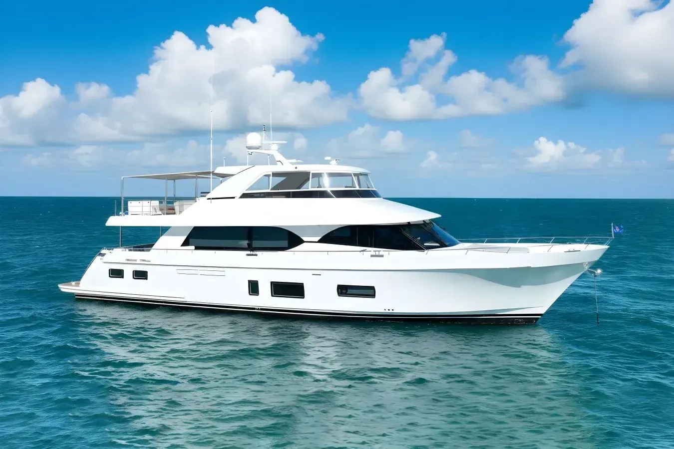 Touch N Go yacht, a 85 ft Ocean Alexander luxury superyacht underway, 26.14 meters, built in 2017.