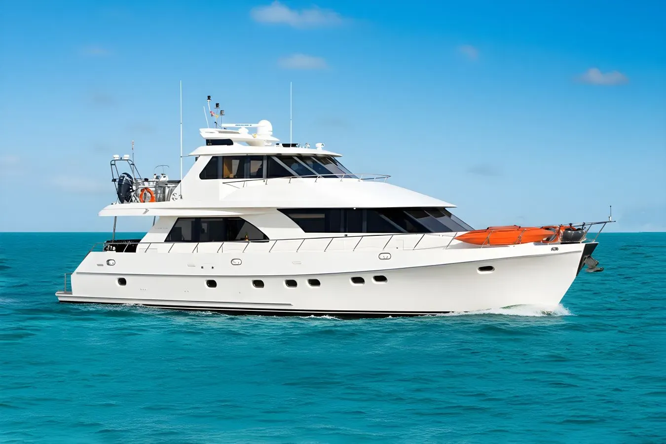 Toy Box II yacht, a 80 ft Ocean Alexander luxury superyacht underway, 24.38 meters, built in 2003, 2010.