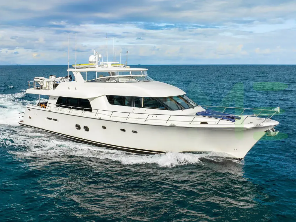 White Tranquility yacht for sale and price, showing the details and features of the interior and exterior available for purchase from LIME Yachts and Brokerage located in Fort Lauderdale Florida.