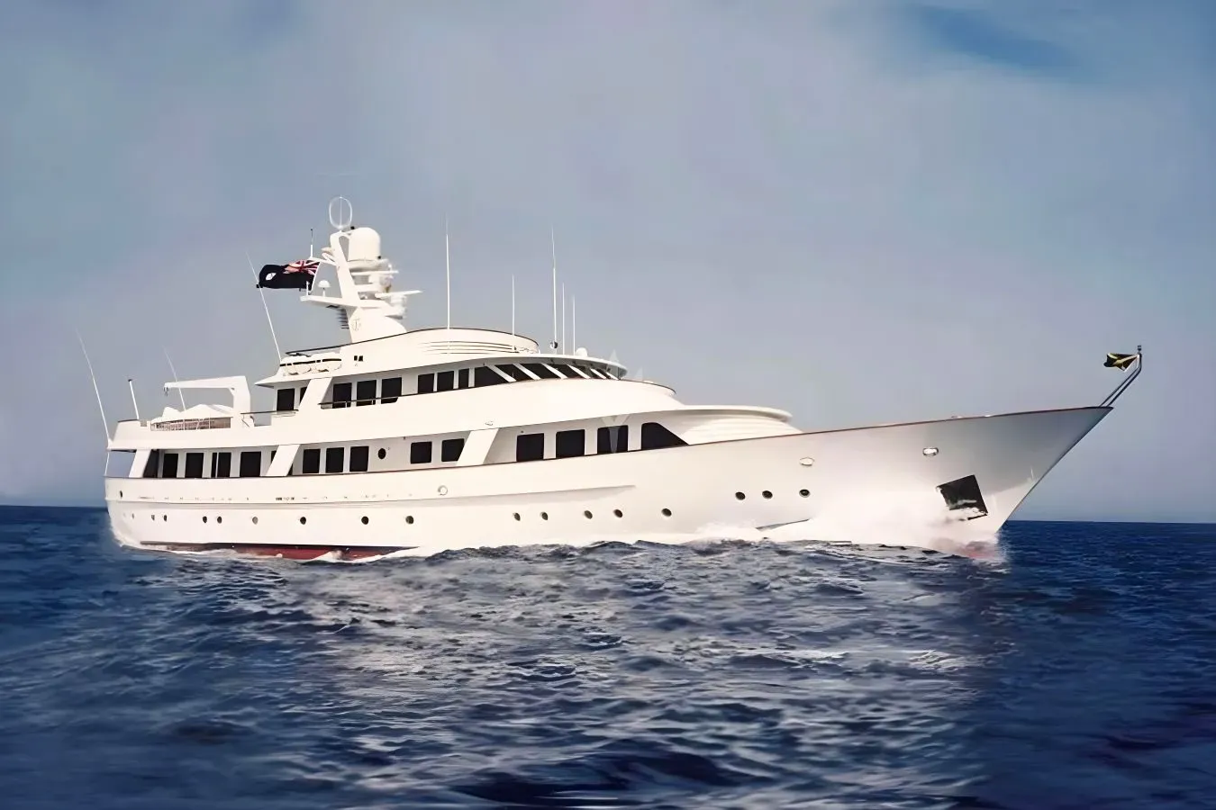 Tranquillity yacht, a 137 ft Amels luxury superyacht underway, 42 meters, built in 1984, 2008.