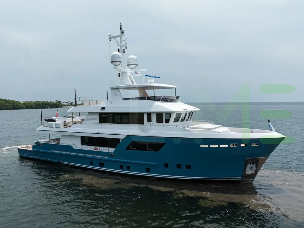 White Tropa yacht for sale and price, showing the details and features of the interior and exterior available for purchase from LIME Yachts and Brokerage located in Fort Lauderdale Florida.