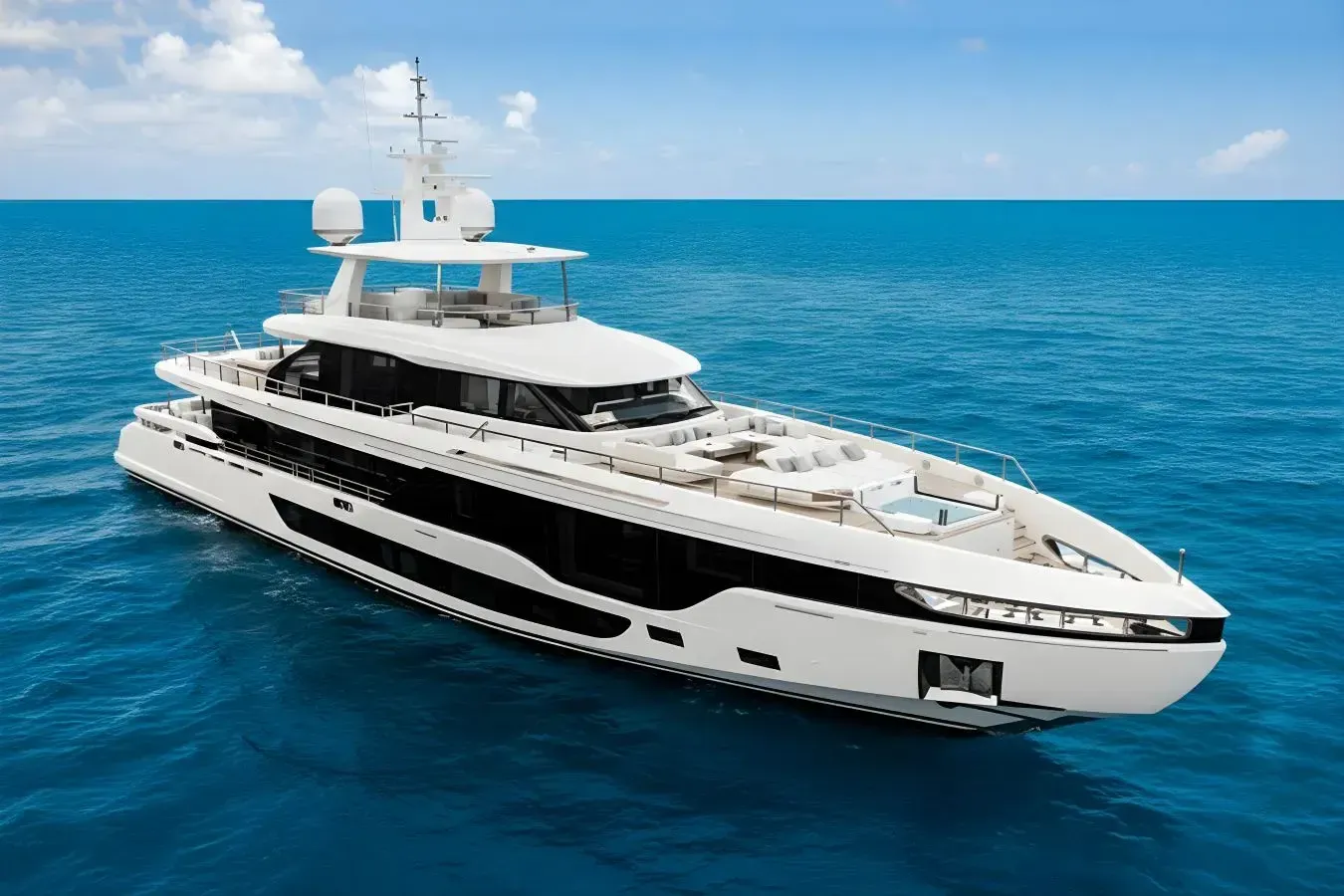 Tycoon yacht, a 115 ft Azimut luxury superyacht underway, 35.28 meters, built in 2024.