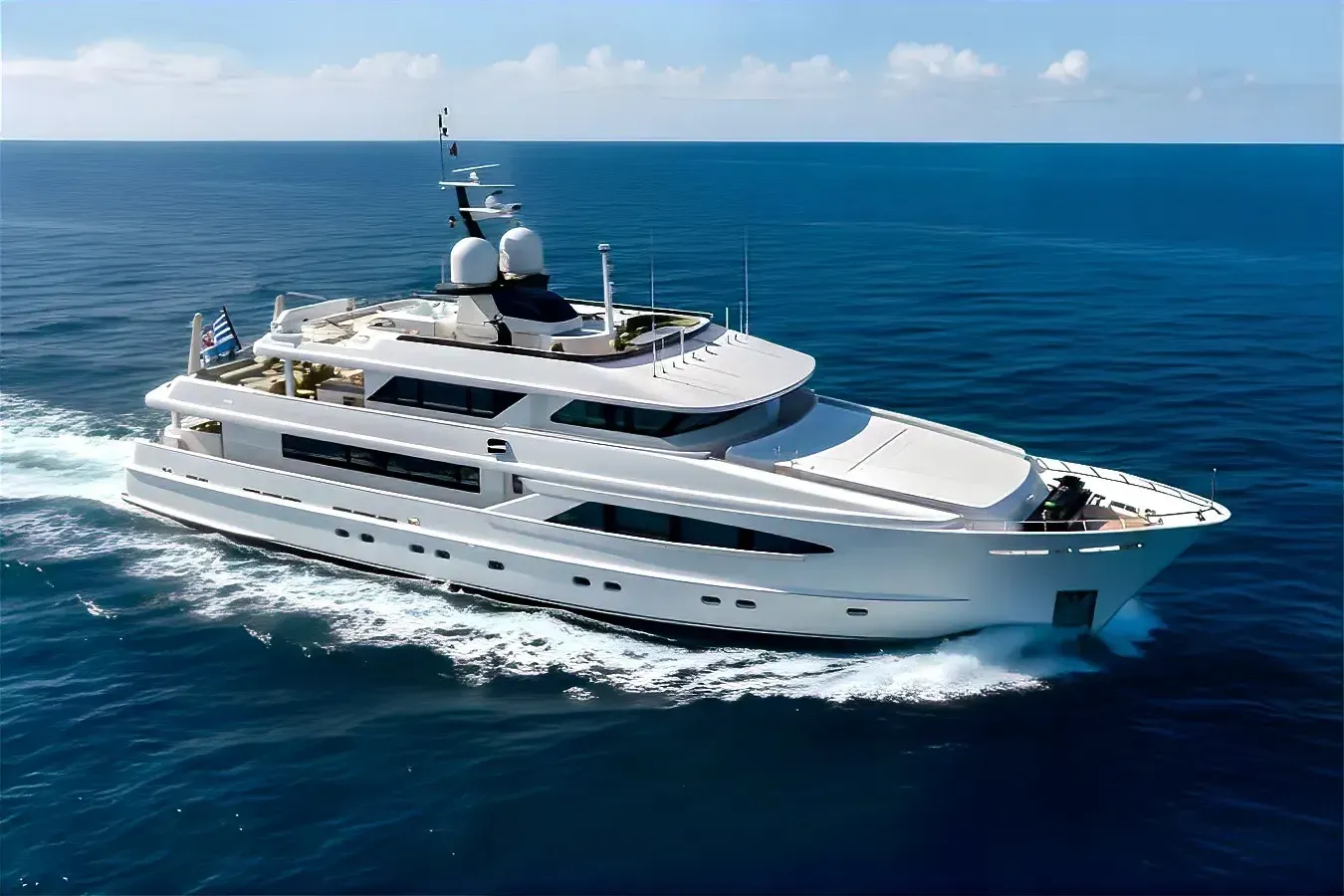 Unexpected yacht, a 123 ft Heesen luxury superyacht underway, 37.69 meters, built in 2001, 2021.