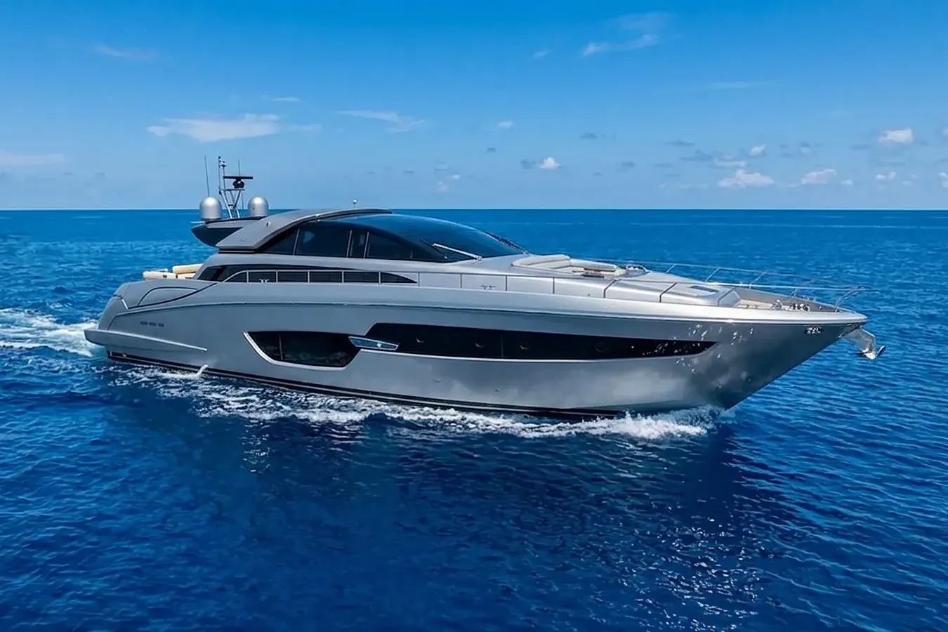 Unknown yacht, a 88 ft Riva luxury superyacht underway, 26.84 meters, built in 2017.