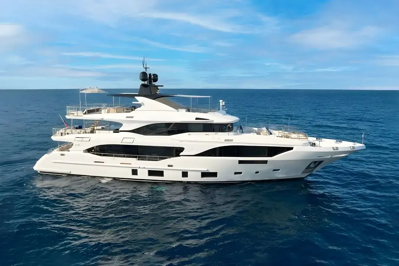 Uny yacht, a 116 ft Benetti Yachts luxury superyacht underway, 35.5 meters, built in 2018.