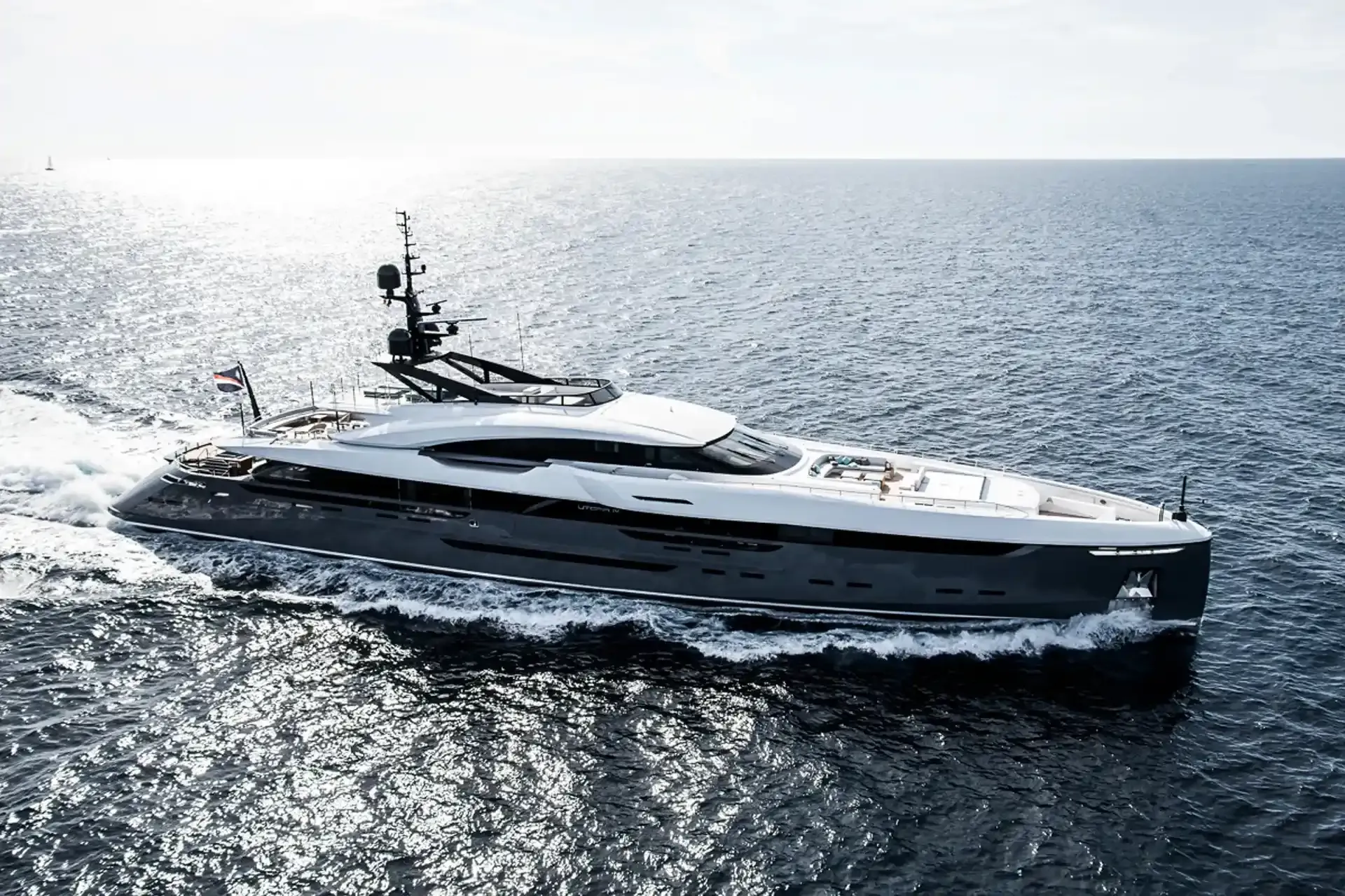 Utopia IV yacht, a 206 ft Rossinavi luxury superyacht underway, 63 meters, built in 2018, 2022.