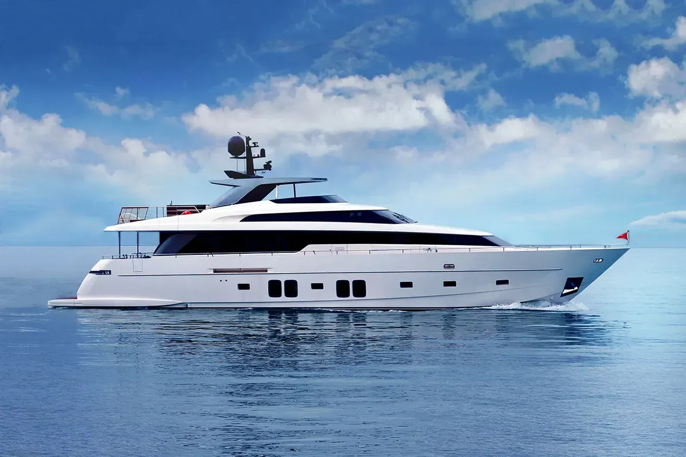 Vacanos yacht, a 95 ft Sanlorenzo luxury superyacht underway, 29.1 meters, built in 2018.