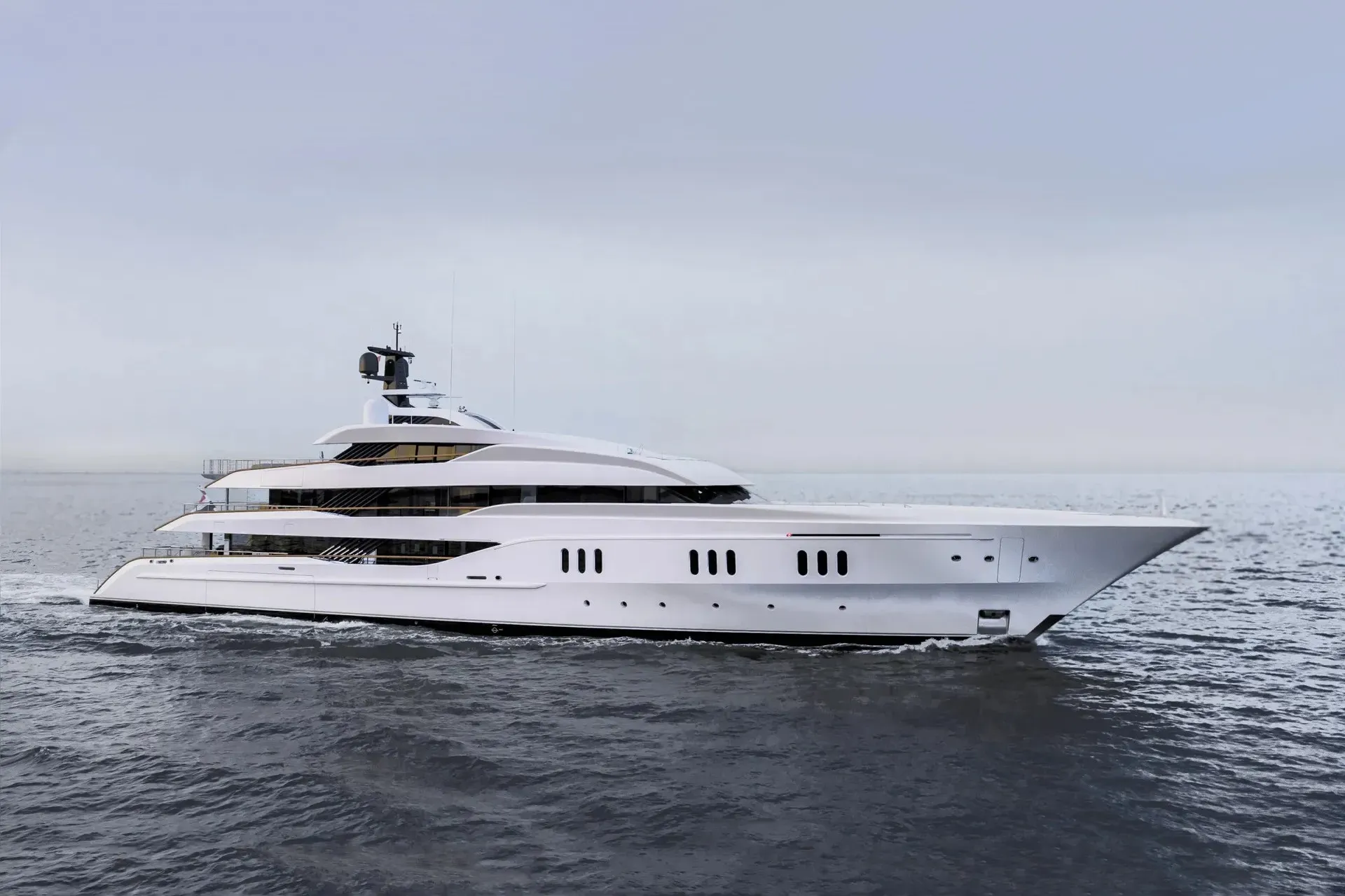 Vanish yacht, a 234 ft Feadship luxury superyacht underway, 71.5 meters, built in 2021.