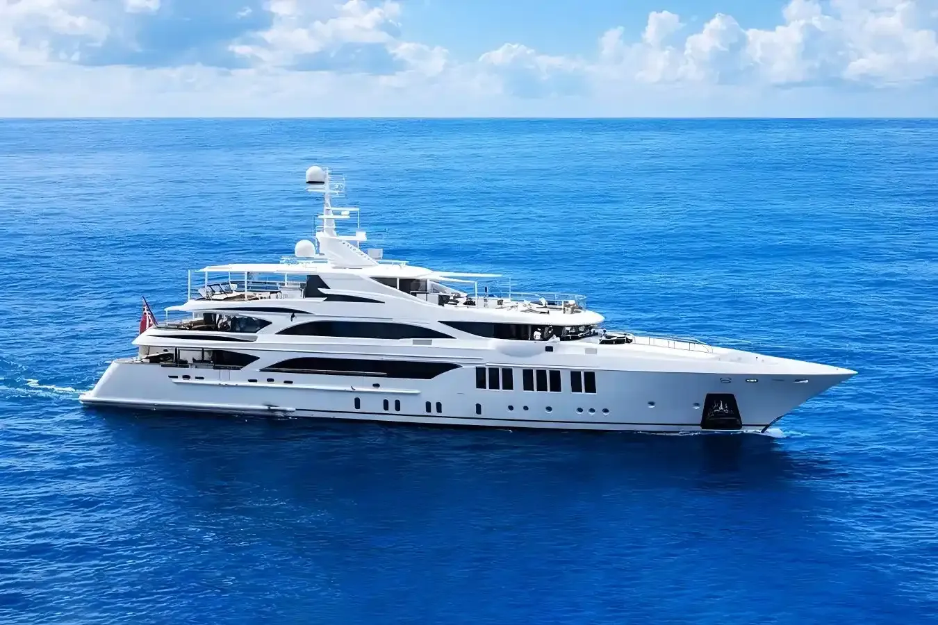 Vector yacht, a 187 ft Benetti luxury superyacht underway, 57 meters, built in 2018.