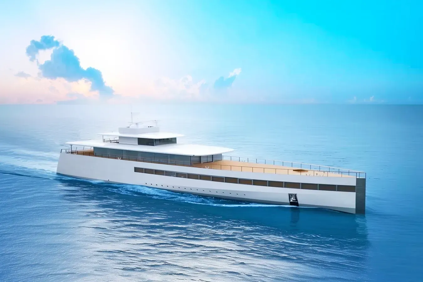 Venus yacht, a 256 ft Feadship luxury superyacht underway, 78.2 meters, built in 2012.