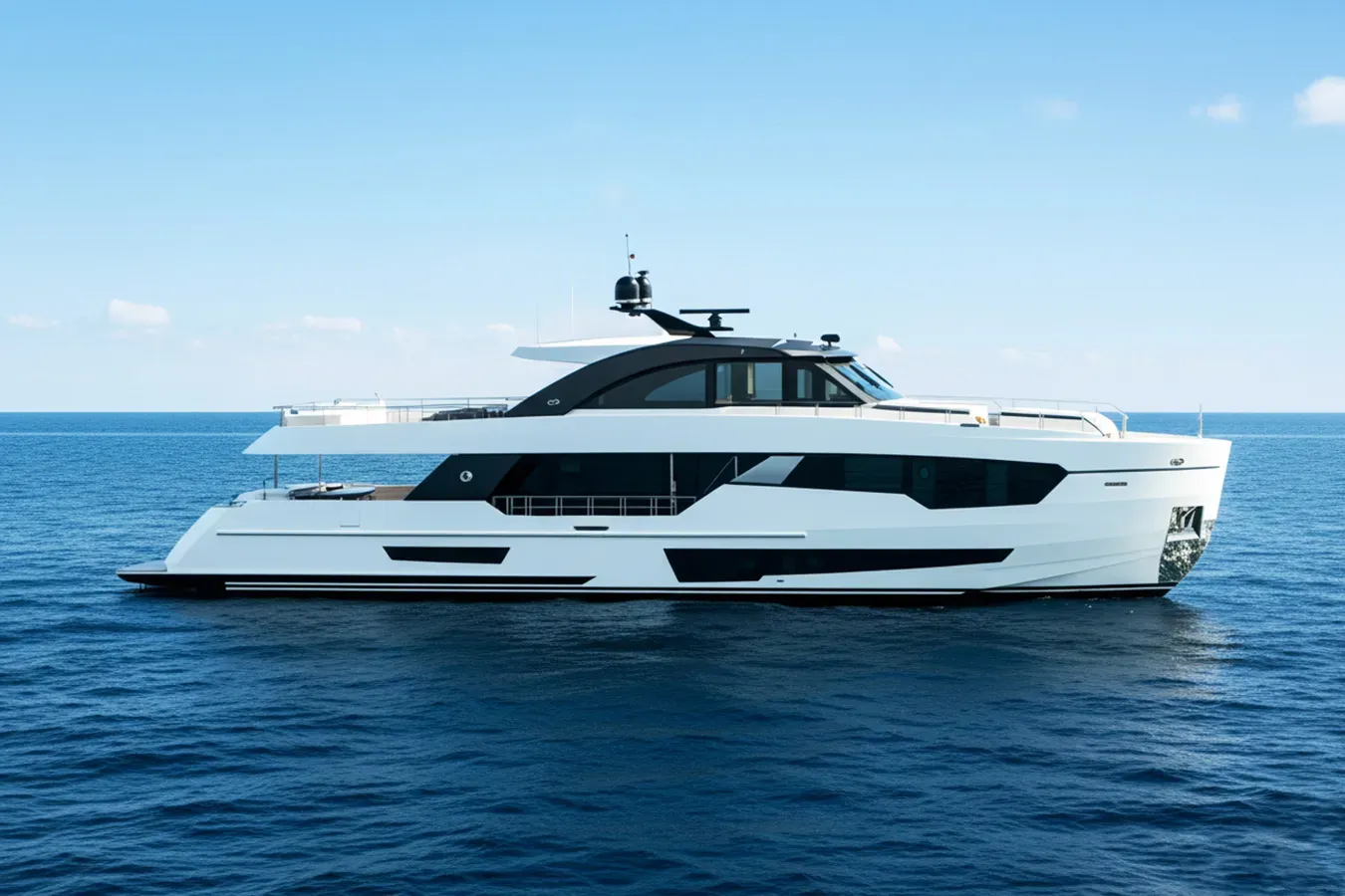 Veva yacht, a 98 ft Ocean Alexander luxury superyacht underway, 29.87 meters, built in 2021.