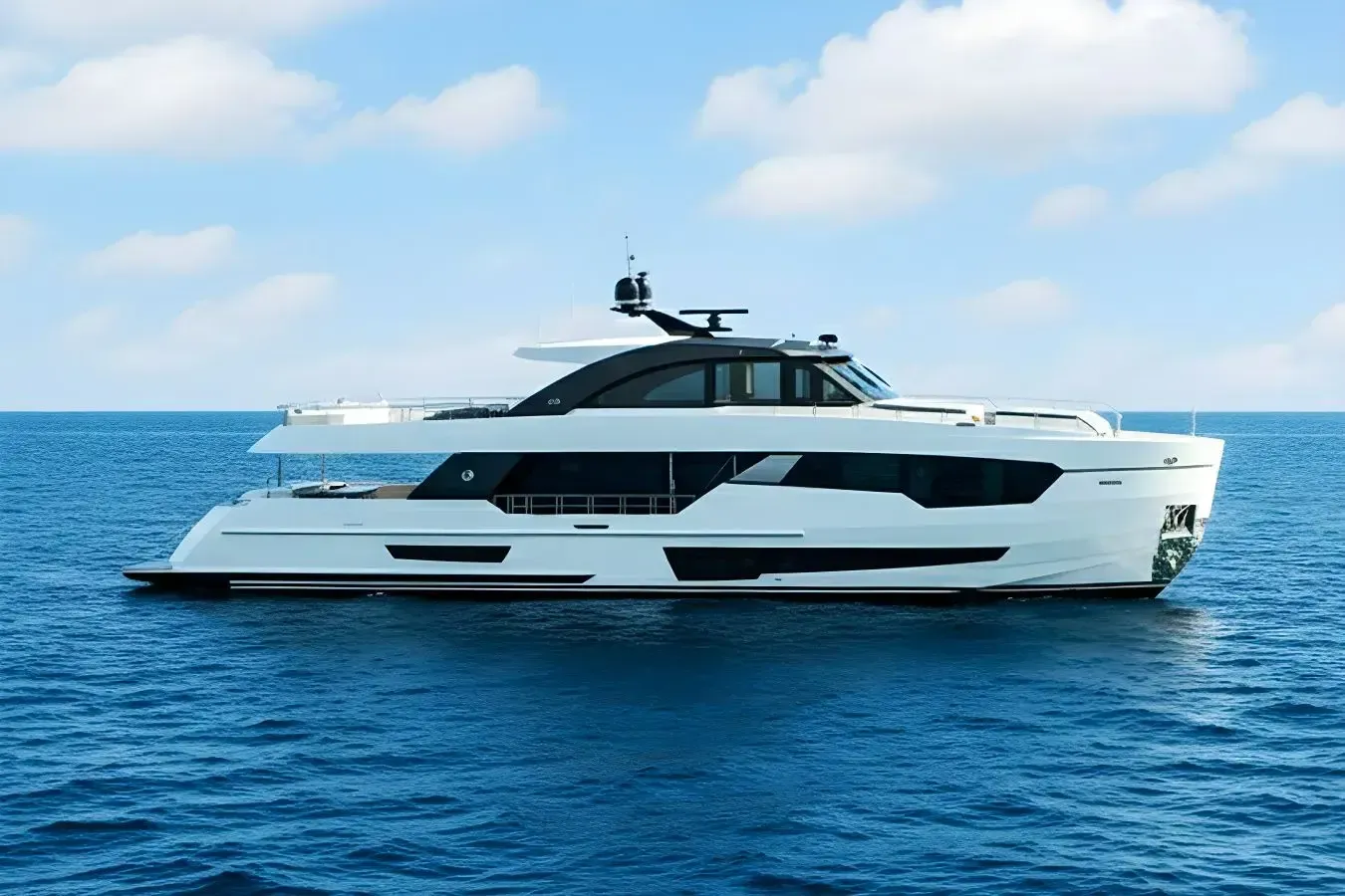 Veva yacht, a 98 ft Ocean Alexander luxury superyacht underway, 29.87 meters, built in 2021.