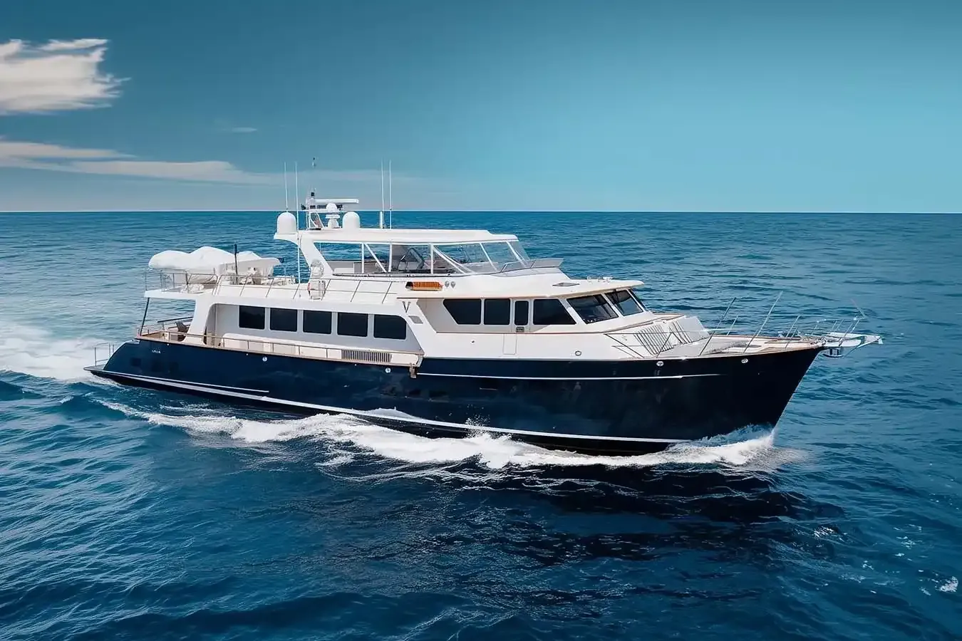Virginia Sea yacht, a 91 ft Marlow luxury superyacht underway, 28.01 meters, built in 2015, 2024.