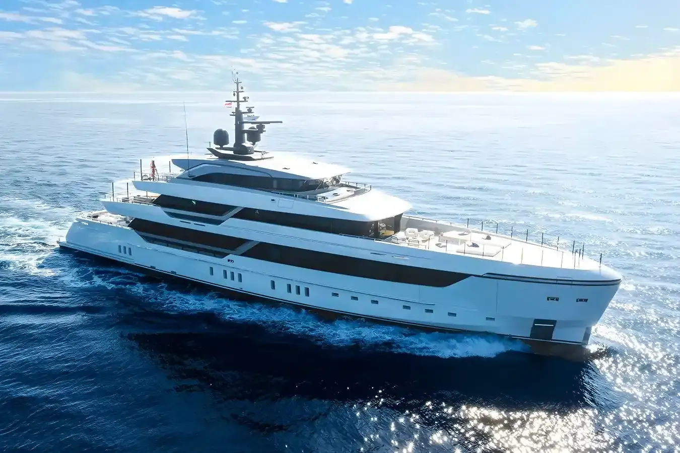 Virtuosity yacht, a 185 ft Sanlorenzo luxury superyacht underway, 56.5 meters, built in 2023.