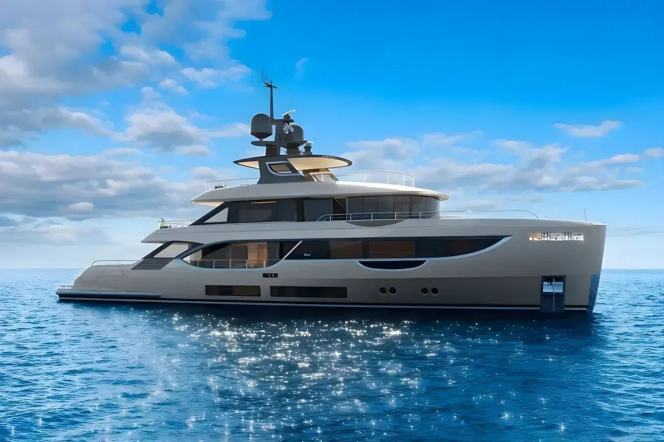 VIV yacht, a 112 ft Benetti Yachts luxury superyacht underway, 34.36 meters, built in 2024.