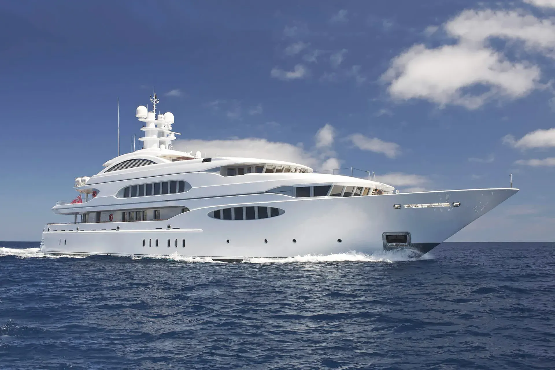 Vive la Vie yacht, a 198 ft Lürssen luxury superyacht underway, 60.35 meters, built in 2008.