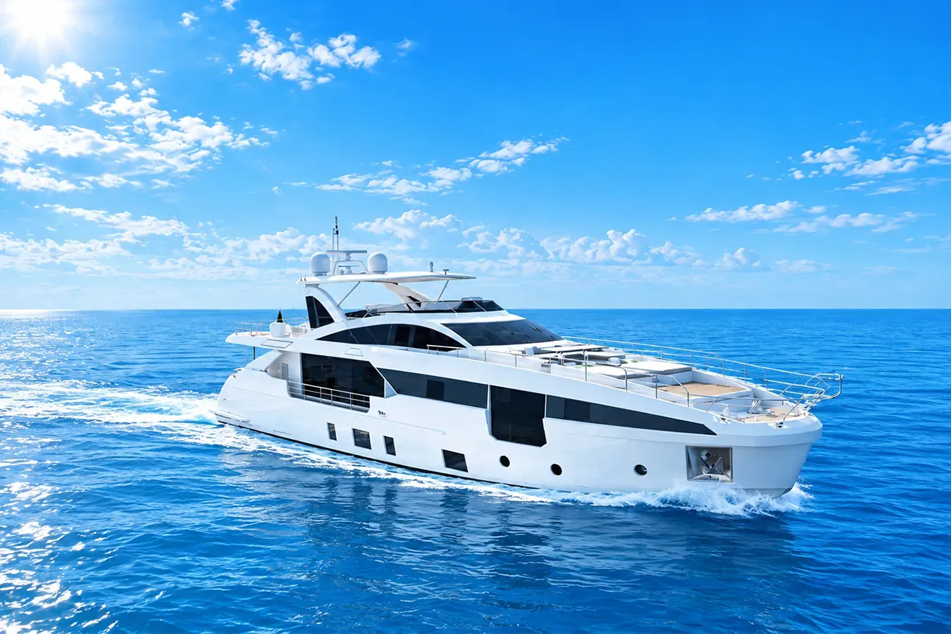 Volante yacht, a 102 ft Azimut luxury superyacht underway, 31.28 meters, built in 2025.