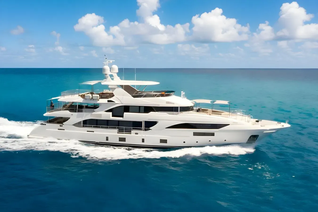 Wabash yacht, a 132 ft Benetti luxury superyacht underway, 40.24 meters, built in 2018, 2026.