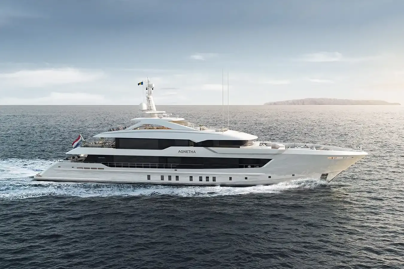 Warda yacht, a 180 ft Heesen luxury superyacht underway, 55 meters, built in 2025.