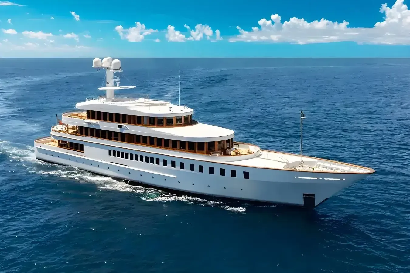 Wedge Too yacht, a 213 ft Feadship luxury superyacht underway, 65 meters, built in 2002.