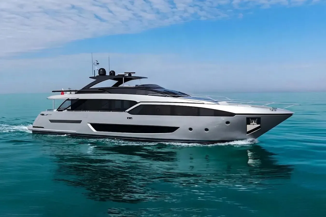 Willa yacht, a 93 ft Riva luxury superyacht underway, 28.49 meters, built in 2023.