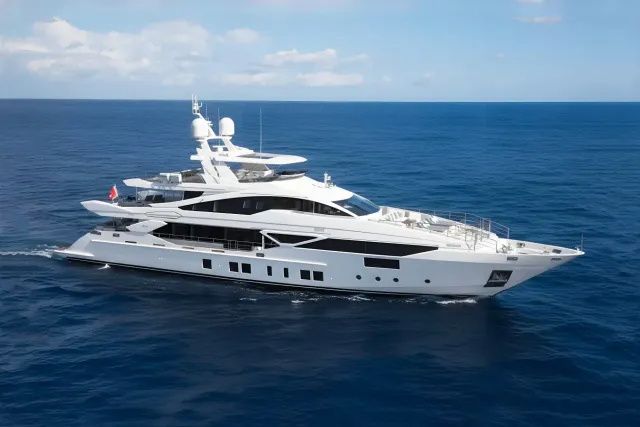 Willow yacht, a 137 ft Benetti luxury superyacht underway, 42 meters, built in 2017.
