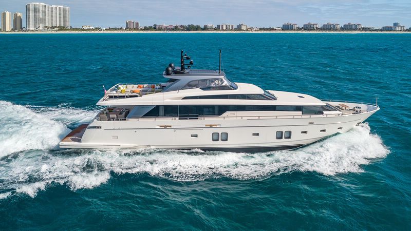 Wombat yacht, a 106 ft Sanlorenzo luxury superyacht underway, 32.31 meters, built in 2018.