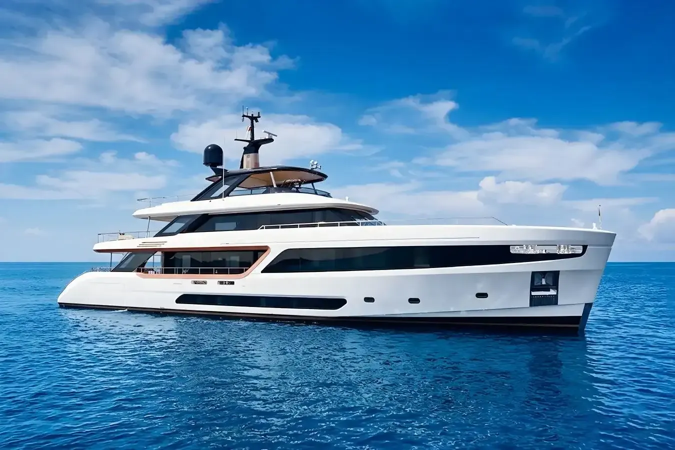 WTR yacht, a 120 ft Benetti luxury superyacht underway, 36.8 meters, built in 2023.