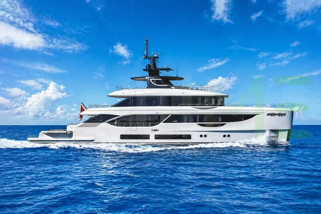 White Y yacht for sale and price, showing the details and features of the interior and exterior available for purchase from LIME Yachts and Brokerage located in Fort Lauderdale Florida.