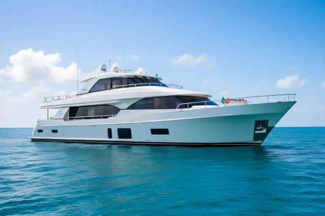 Zephyr yacht, a 100 ft Ocean Alexander luxury superyacht underway, 30.53 meters, built in 2018.